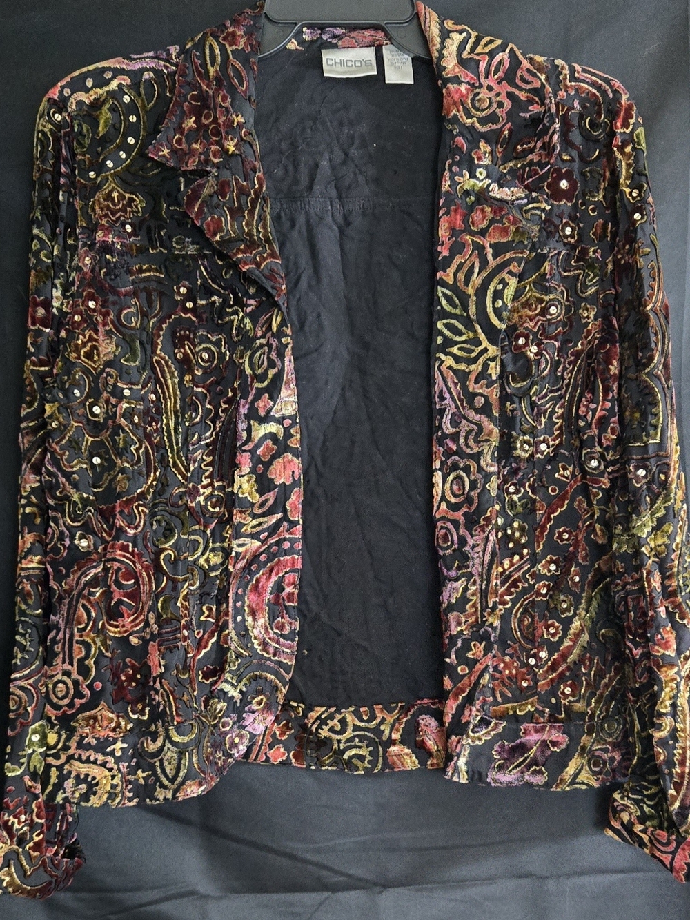 Chico's Velvet Paisley Open Jacket in Multicolor #573